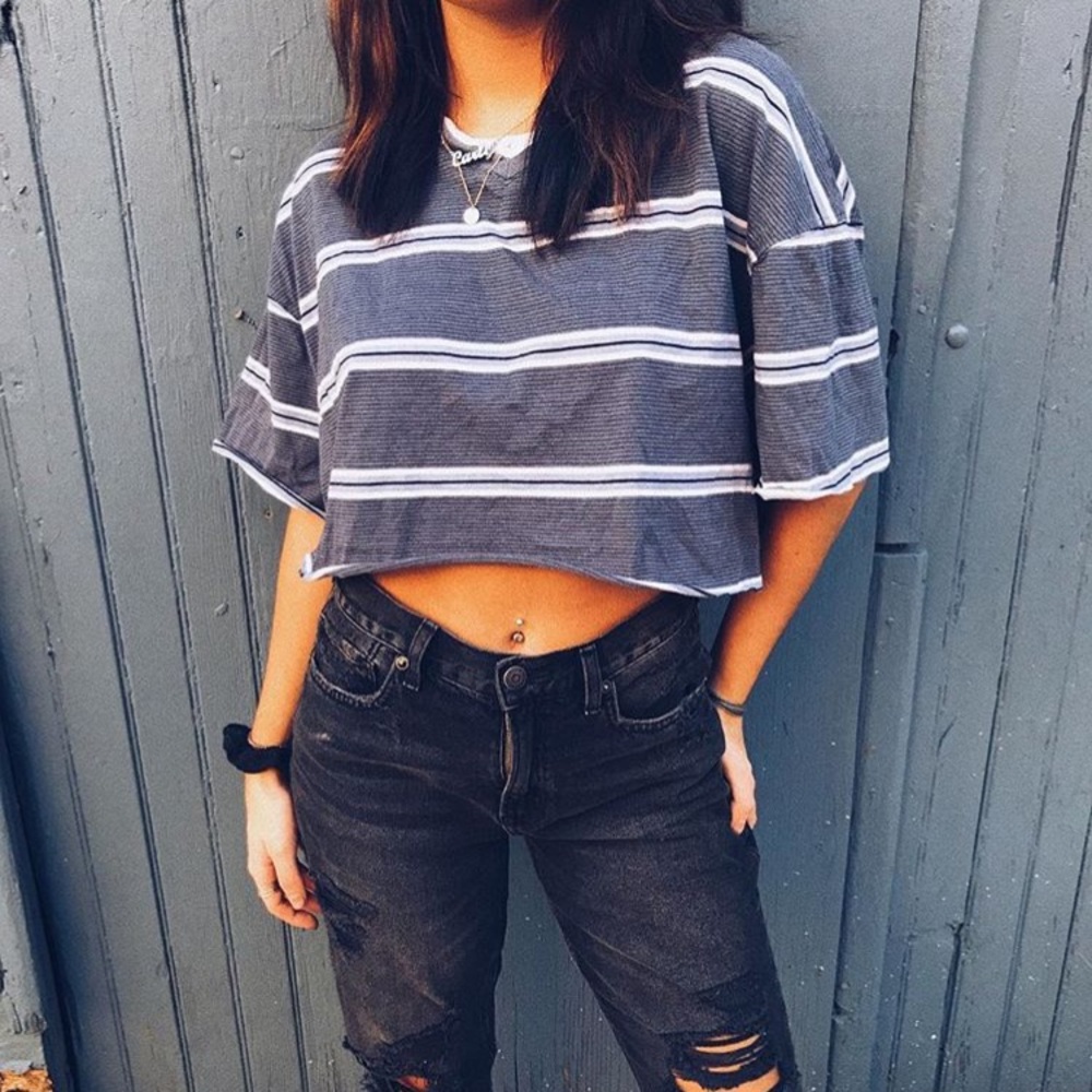 Blue Striped Boyfriend Tee